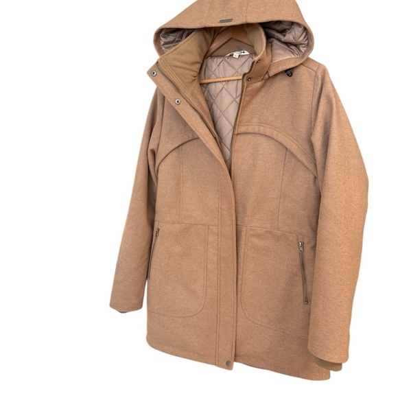 Mia Melon NWOT wool blend classic hooded Tan Utility Jacket / winter jacket - Picture 1 of 15